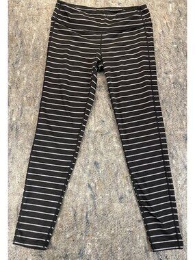 Arhleta Black Grey Striped Leggings M